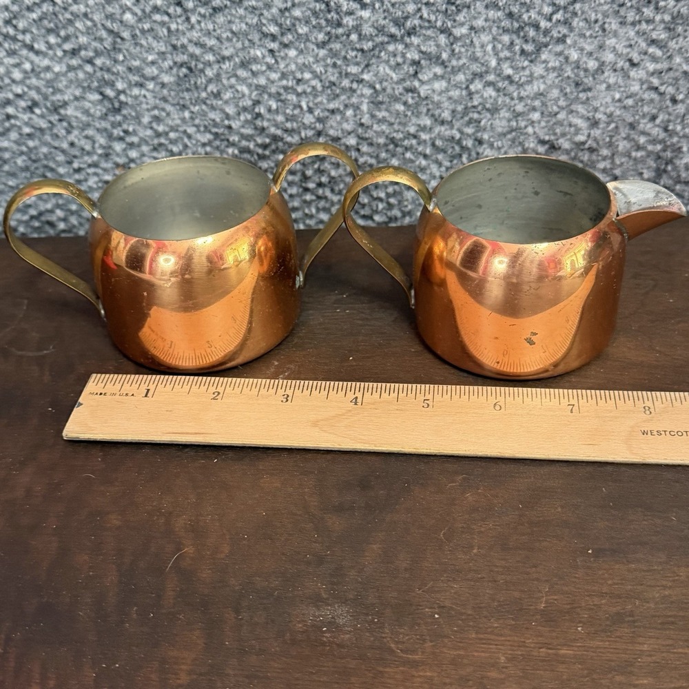 Vintage‎ MCM Coppercraft Guild, Taunton Mass Cream and Sugar Set - Picture 5 of 5
